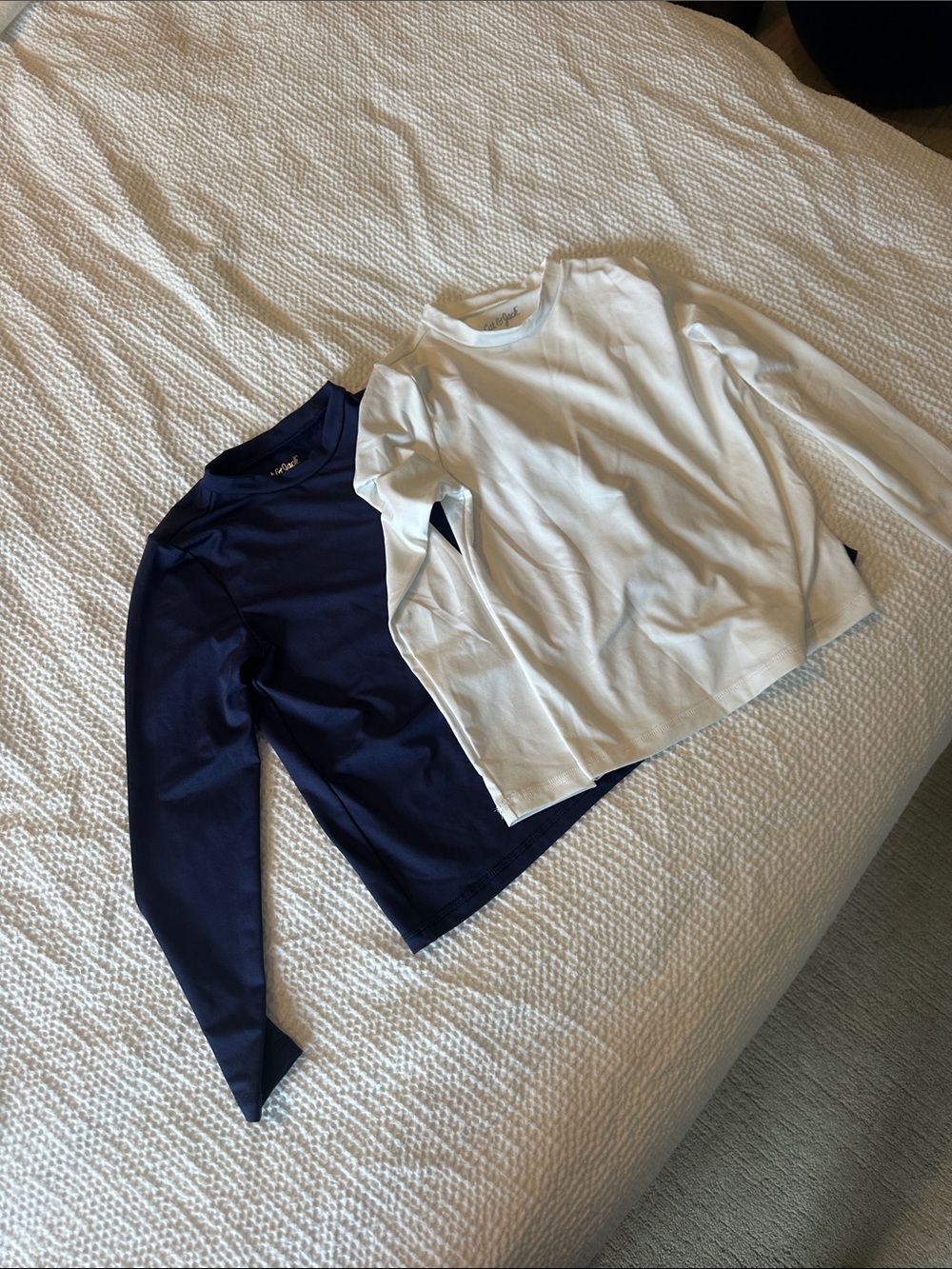 Kids Long Sleeve swim rash guards - White and Navy
